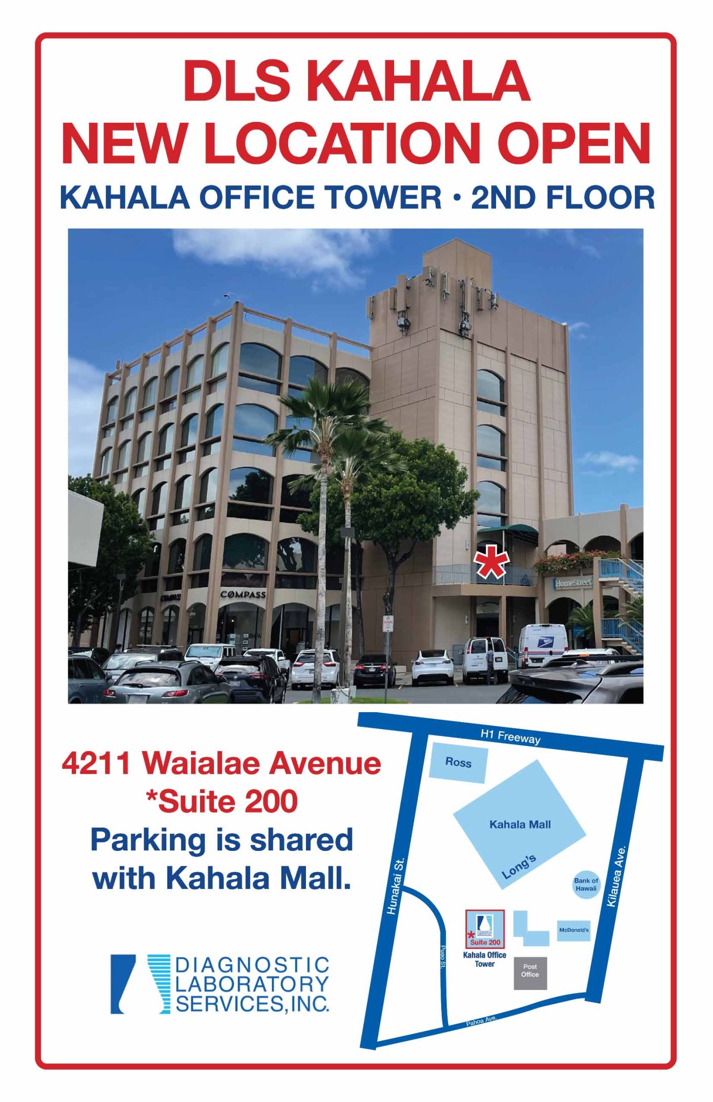 DLS Kahala Relocated to New, Larger Location Diagnostic Laboratory
