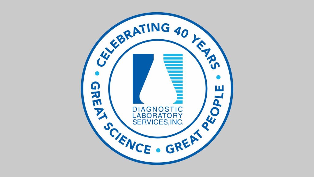 Diagnostic Laboratory Services celebrating 40 years logo with Great Science Great People slogan
